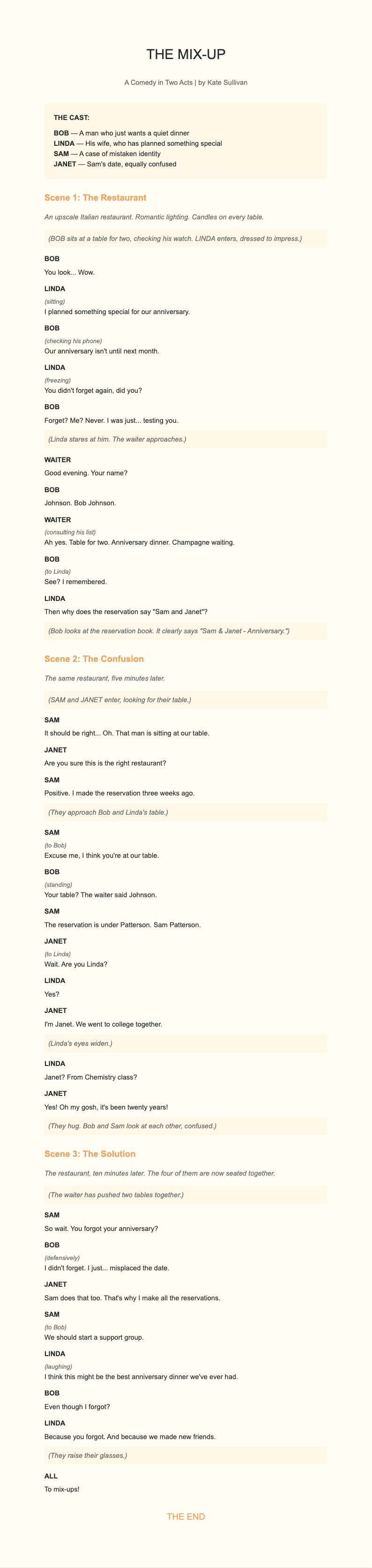 Comedy script format